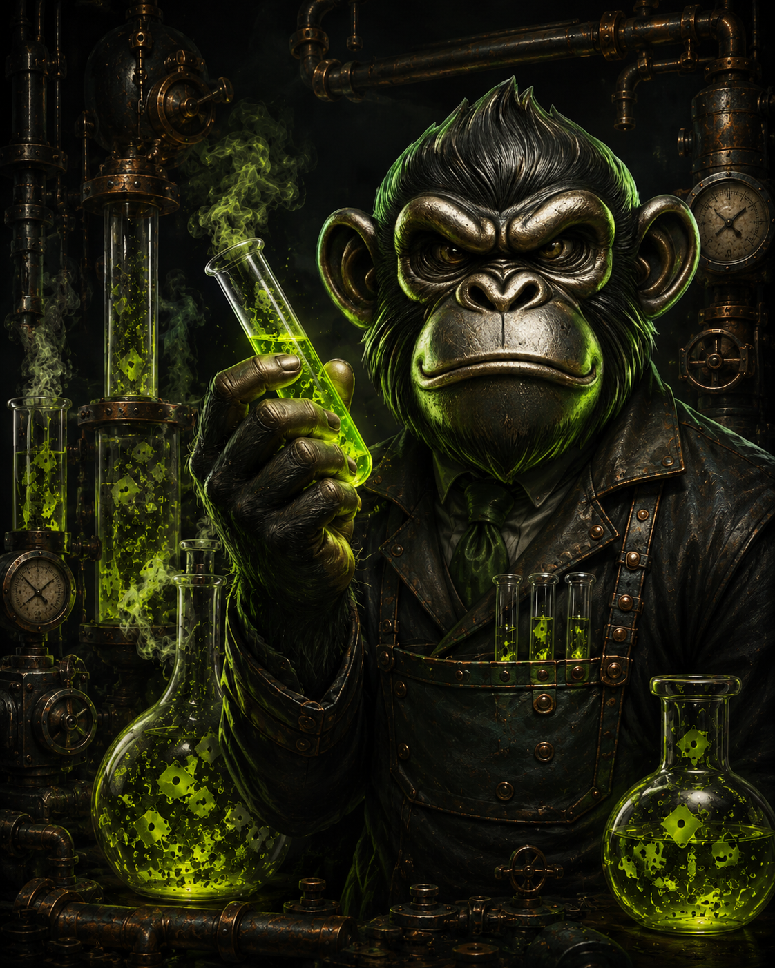 Der Monkey im grün beleuchteten Wunschlabor